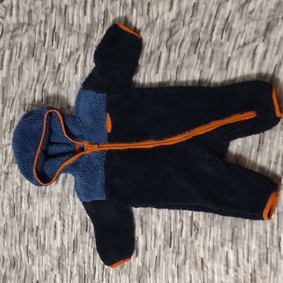 Old Navy Other - Old Navy Blue & Orange Fleece Baby Bunting Sz 3-6 months